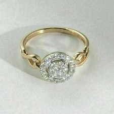 1 Ct Round Cut White Moissanite Women's Wedding Ring set 14k Yellow Gold Plated