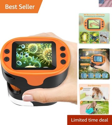 1000X Handheld Microscope for Kids 4K 2.0'' Screen Rechargeable Mini Pocket Di...