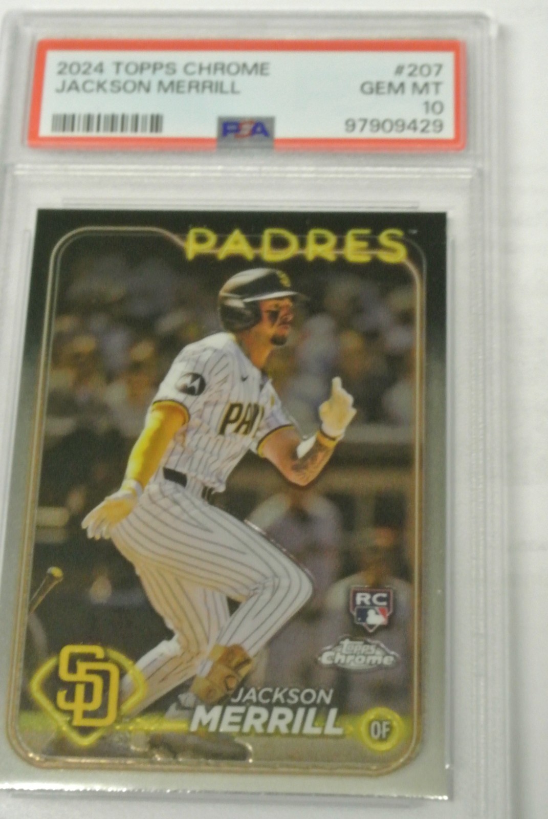 2024 Topps Chrome Jackson Merrill Rookie RC #207 Padres - PSA 10 GEM MINT