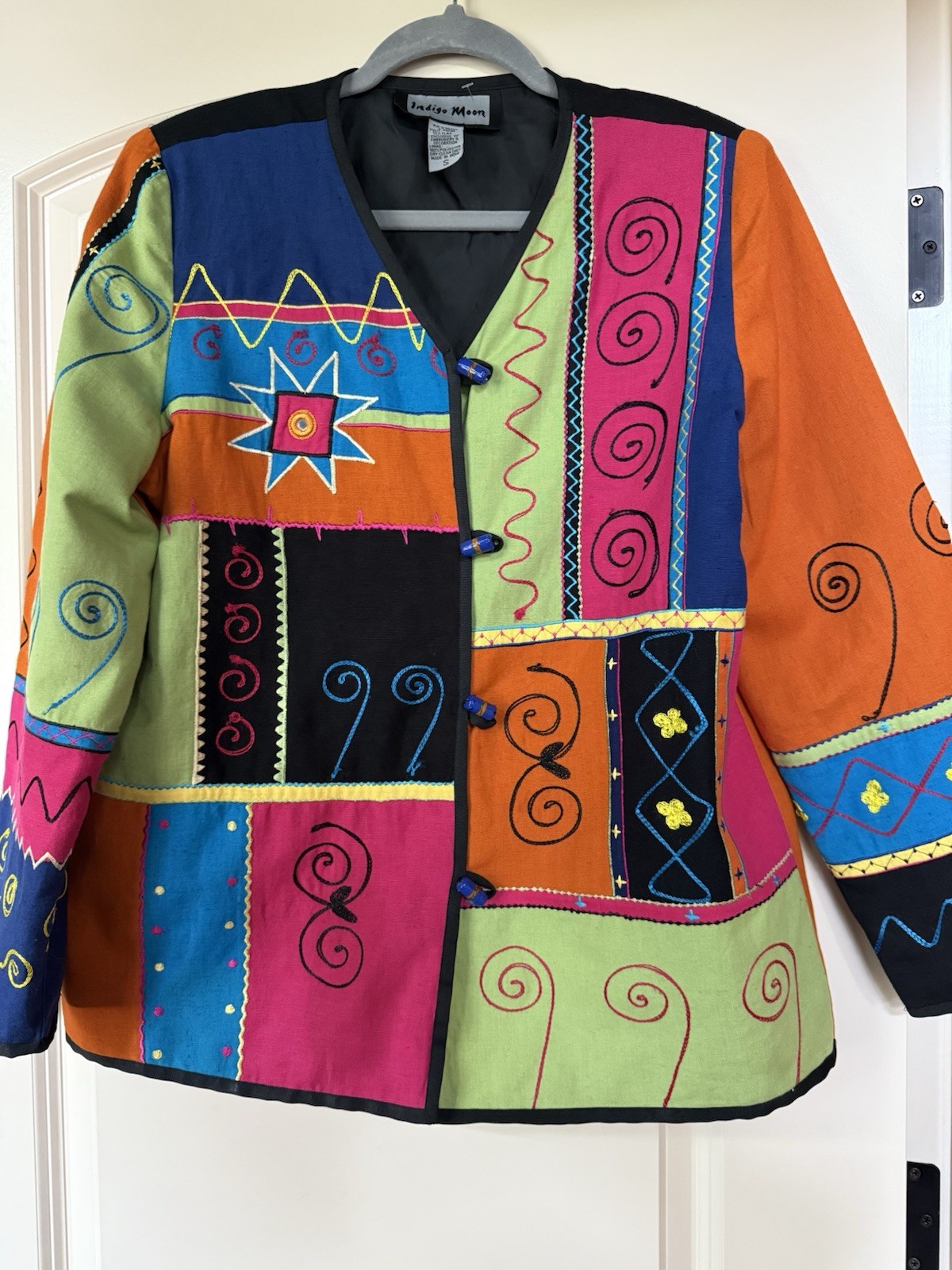 Patchwork Indigo Moon Size S Jacket Embroidery Fu… - image 1