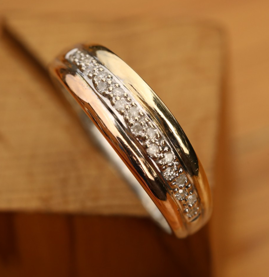 White Yellow & Diamond Band Ring