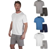Herren Pyjama Set Baumwolle T-Shirt Shorts NachtwäSche Freizeit Schlafanzug S
