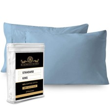 100 Cotton Pillow Covers for Queen/Standard Size Pillows - Set of 2 Sateen P...