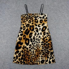 Forever 21 Dress Womens Large Brown Leopard Slip Mini Spaghetti Strap Party Y2K