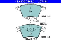 Bremsbelagsatz Scheibenbremse ATE Ceramic 13.0470-7191.2 FüR VW Touareg 1LB 7L7