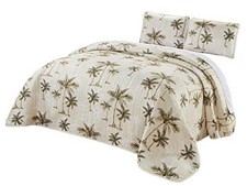 3-Piece Fine Printed Oversize 100" X 92" Tropical Palm Tree Queen Size Quilt