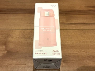 ZOJIRUSHI Bouteille d'eau One-Touch Open Inox Tug 360 ml rose SM-SF36-PA - Photo 1/4
