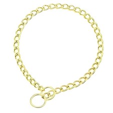 Gold Dog Chain Collars Heavy Duty Metal Slip Training Collar for Small Dogs ...