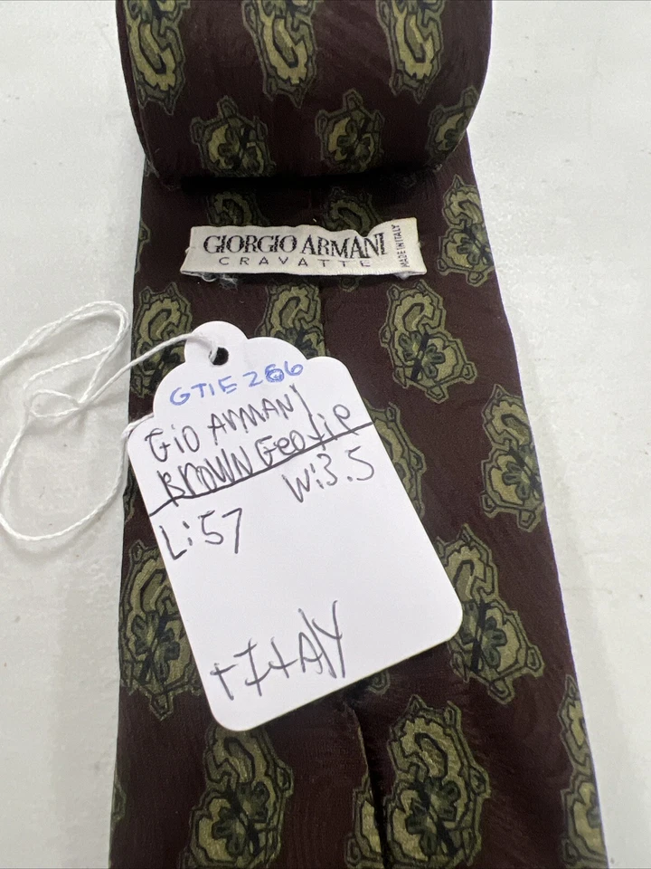 Corbata geométrica para hombre Armani Giorgio marrón y gris $158 Foto 4 de 4