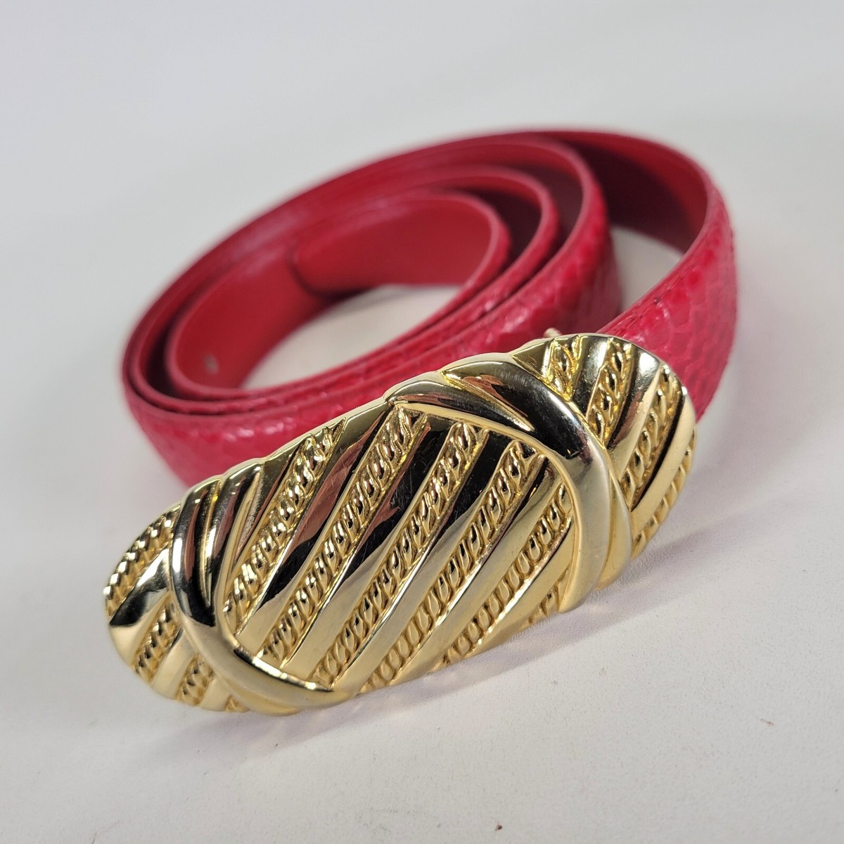 Leather Shop Snakeskin Belt 40 XXL Red Genuine Snake Vtg | eBay display picture 2
