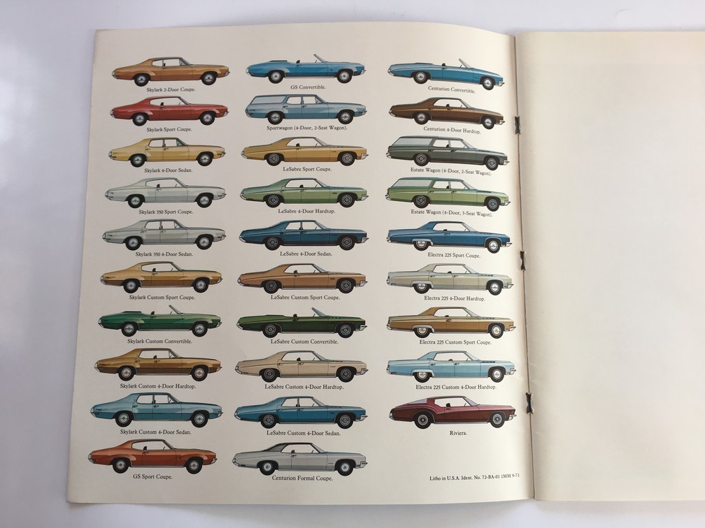 1972 Buick 50-page Sales Brochure Catalog Riviera Skylark