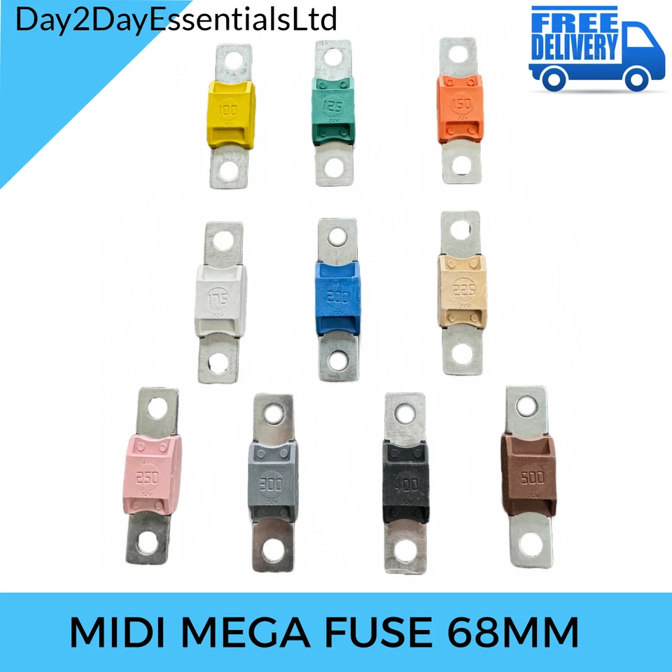 DAY2DAYESSENTIALSLTD Mega Fuse High Current Midi Strip Link Heavy Duty Car Van Electric Amp 68mm Long