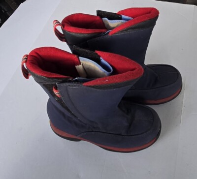 Lands End Boots Kids Unisex 11M Blue Red Winter Snow Rain
