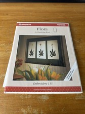 Husqvarna Viking Embroidery #113  Flora Booklet & 3 1/2" Floppy Diskette Vintage