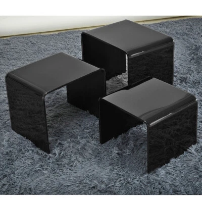 PANANA Nest of Tables Set of 3 Glass Coffee Table Nesting Side Table Modern Nesttables