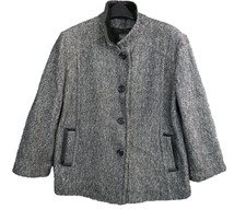 Milo Coats Women's Plus Jacket Wool Size 22 Lined Tweed Mandarin Stand Up Collar