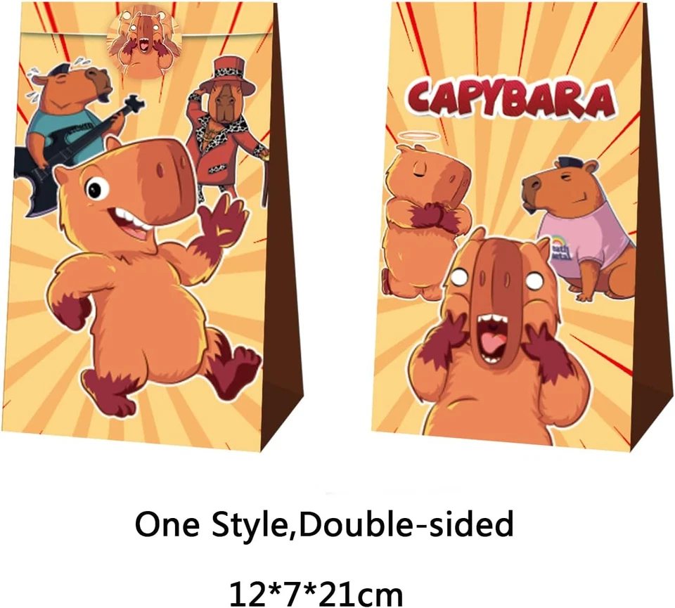 LFCFDX Paquete de 12 Bolsas de Fiesta Capibara Bolsas de Favor de Fiesta Capibara Regalo Goodi Foto 2 de 4