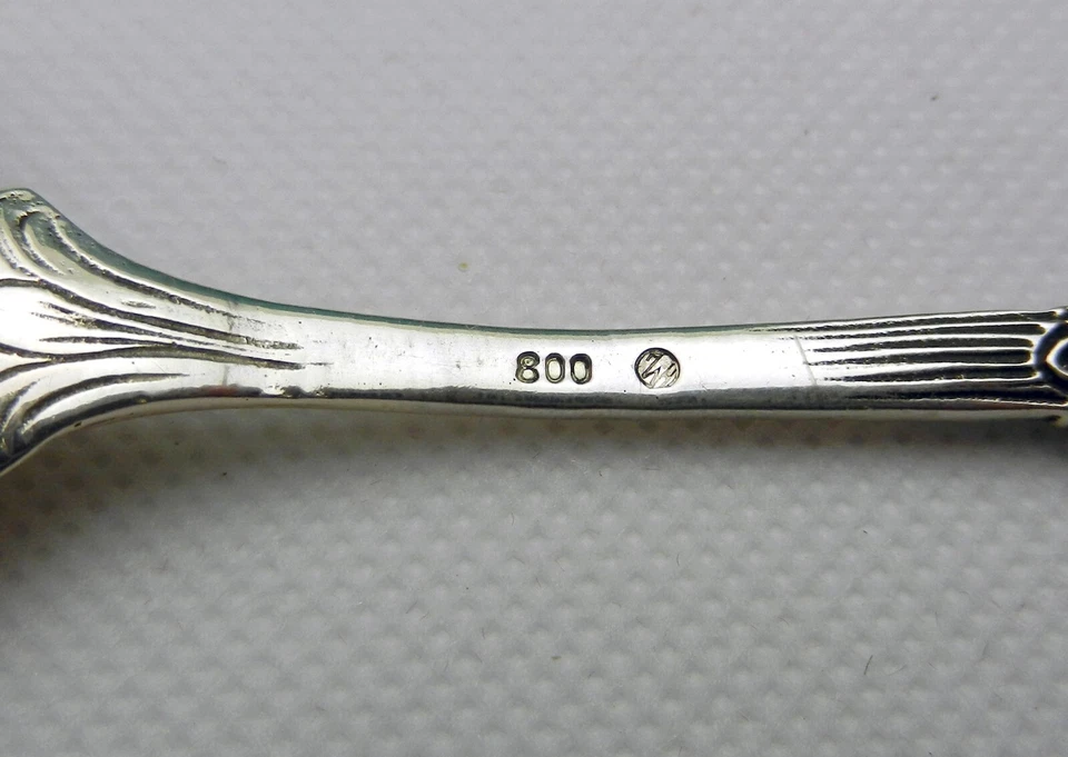 Винтажная ложка для сахара/крема из чистого серебра 800 дюймов с клеймом 5,25 дюйма - Изображение 4 из 4