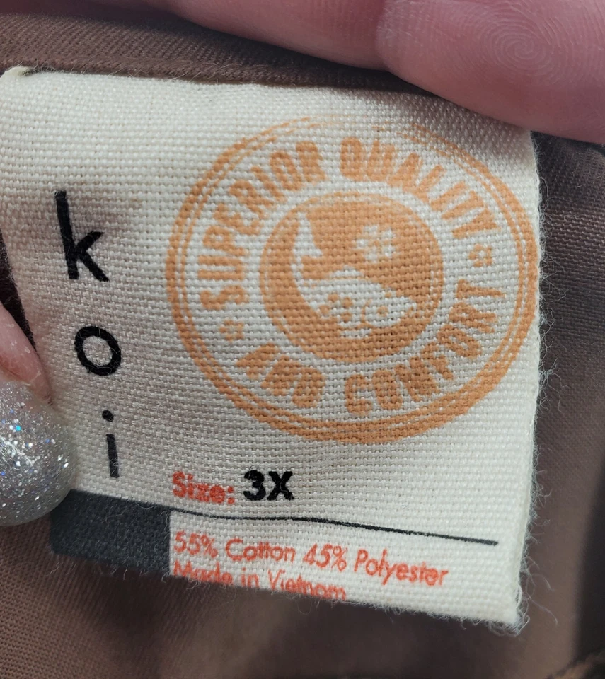 KOI 优质舒适工作巧克力棕色磨砂上衣风格 650 尺寸 3X — 第 4/4 张图片