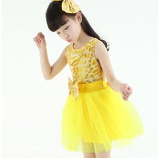 Ballet Dresses Performance Polyester Sequin / Bow pink/yellow