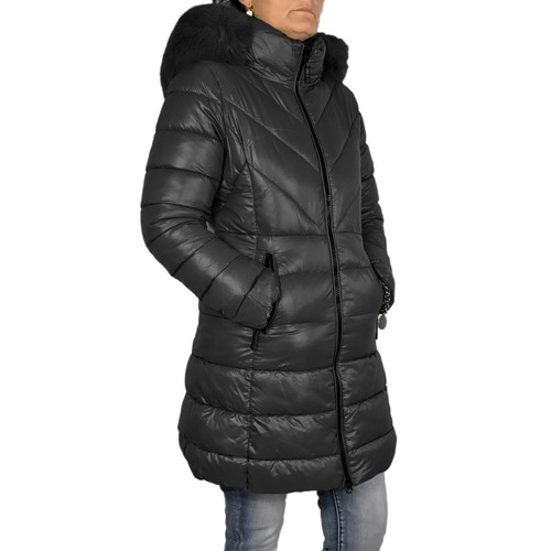 Daunen Frauen Lang Winter Jacke Gepolstert mit Kapuze Pelz Veque - Bild 10 von 41