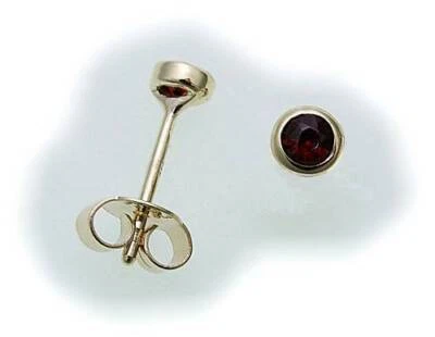Damen Ohrringe m. Granat in Gold 333 Granatohrringe Gelbgold Ohrstecker 6525/3GR - Bild 1 von 2