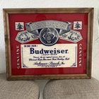 Vintage Budweiser Mirror Bar Sign Wood Frame - King of Beers - Man Cave Bar