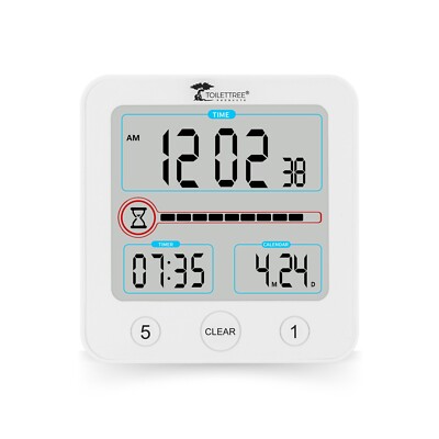 Digital Bathroom Kitchen Shower Clock Alarm & LCD Display Waterproof, White