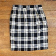 Vintage Tartan Plaid Skirt Size Medium 30" Waist 1990s Woven Rayon Straight Cut