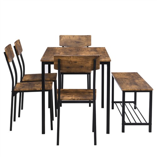 Set tavolo da pranzo stile industriale gruppo tavolo con 5 sedie set set sala da pranzo cucina - Foto 3 di 14