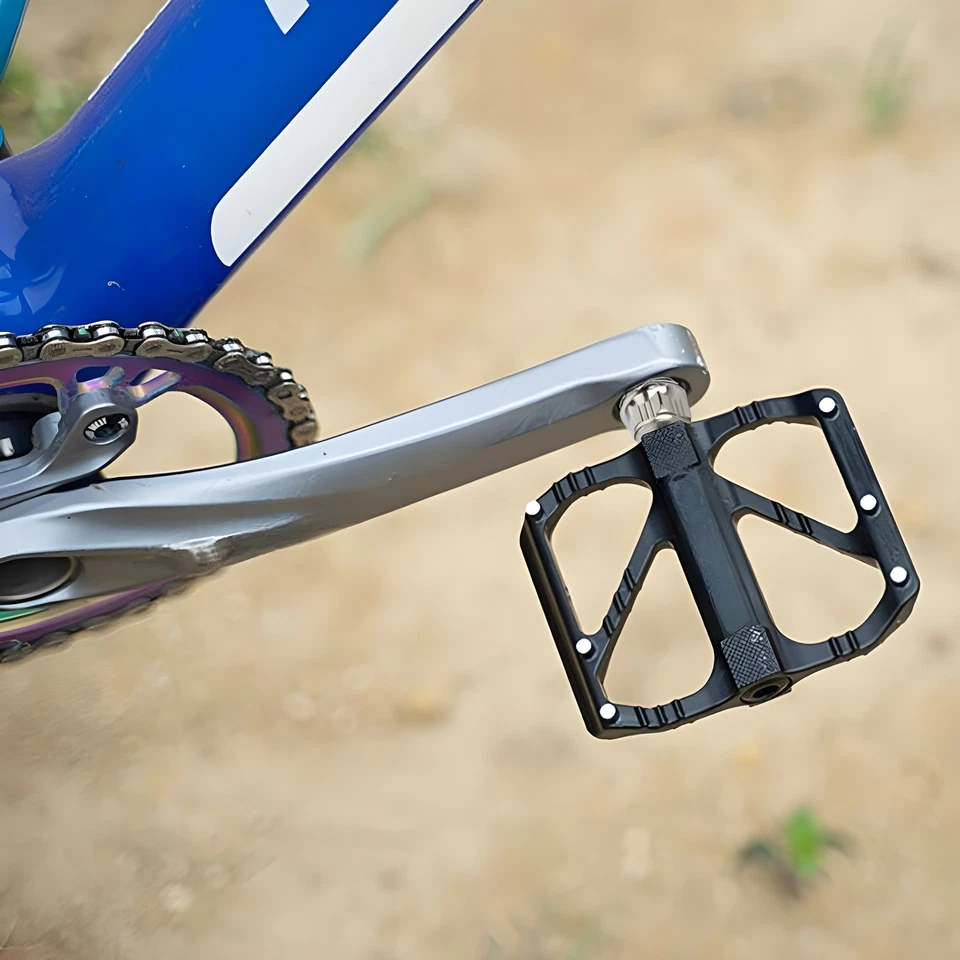 Mountain Bike Pedals Bicycle Pedal Flat Aluminum Sealed Bearing 9/16" BMX Road - Image 3 of 4