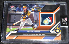 2024 Topps Now Jackson Chourio #16F Rookie MLB Debut Logo Game Used Base #d 1/5
