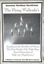 " FLYING WALLENDAS " WALLENDA'S POSTER 7 ORIG SIGNATURES TIGHT ROPE HIGH WIRE