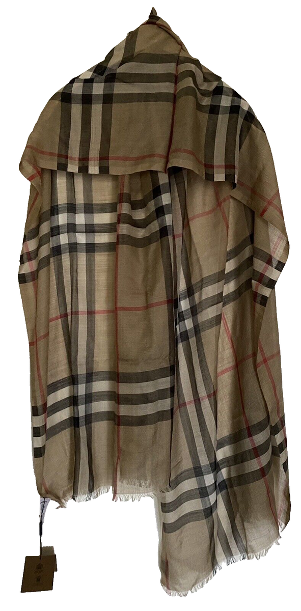 BURBERRY LONDON wool 100% 膝掛け 大判ストール NEW BURBERRY LONDON Giant Check Gauze Wool Silk Scarf,Archivе