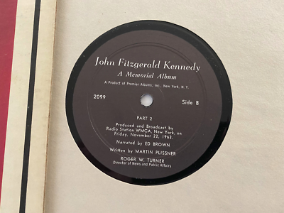 JOHN FITZGERALD KENNEDY LP A MEMORIAL ALBUM 1963 PREMIER 2099 WMCA