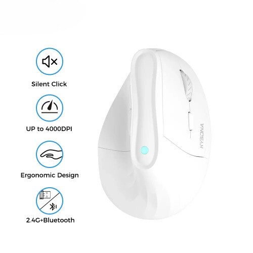 Wireless Ergonomic RGB Bluetooth Mouse 4000DPI 6 Mute Buttons Rechargeable