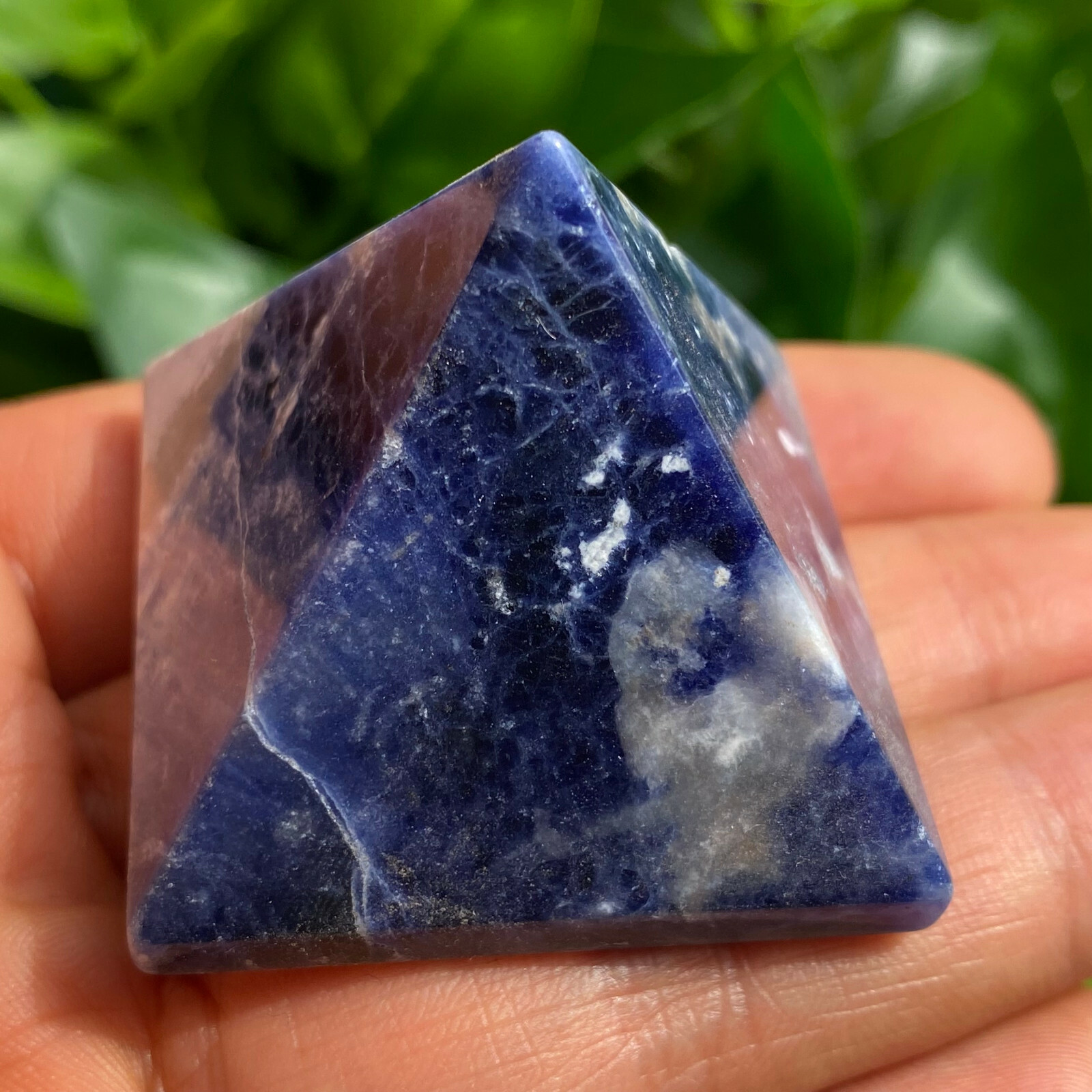 1PC Natural sodalite Quartz Pyramid Carved Crystal Point Reiki healing 40mm