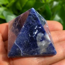 1PC Natural sodalite Quartz Pyramid Carved Crystal Point Reiki healing 40mm