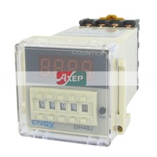 A● DH48J 1-999900 Count Up Digital Counter Relay w Base AC/DC 12V 50/60Hz