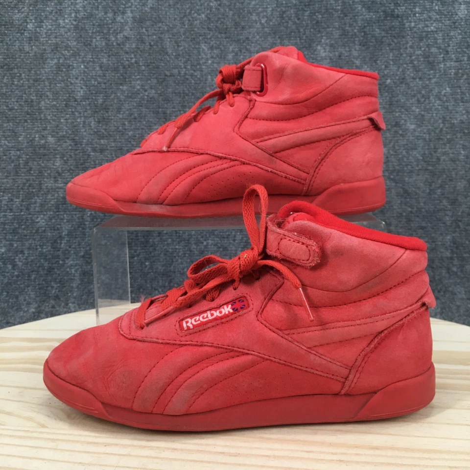 Zapatos Reebok para mujer 5,5 estilo libre zapatillas altas con cordones cómodos cuero rojo Foto 2 de 4