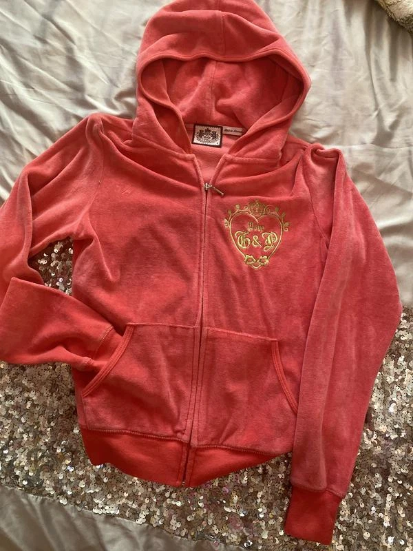 Juicy Couture Pink Red Velour Tracksuit Jacket Size S