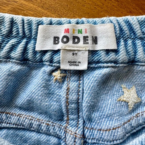 MINI BODEN Embroidered Star Jeans Girls 9 Blue Elastic Waist Denim Jean Pockets - Picture 7 of 8