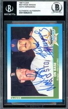 Wade Boggs Keith Hernandez Beckett BAS Signed 1987 Fleer Super Star Specials Aut