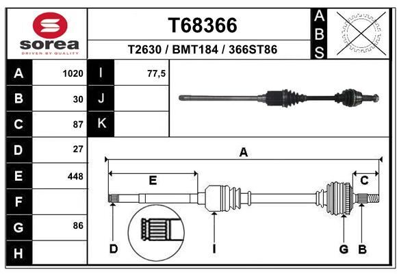 Cardan pour BMW X5 et X6 transmission avant gauche passager de rechange origine