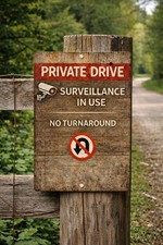 Rustic Private Drive Sign Surveillance In Use No Turnaround 8x12 Aluminum
