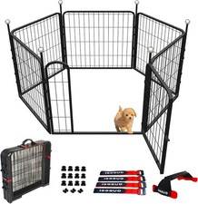 Puppy Playpen Indoor/Outdoor,24'' Portable Dog Playpen with Easy-Carry Straps,6