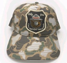Smokey Bear Only You Can Prevent Wildfires Snapback Camo Hat Cap Retro Patch