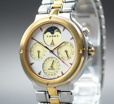 Orologio Qz Uomo Vintage 1989 "N MINT" SEIKO Cadet 7F39-6050 Fasi Lunari Oro ...