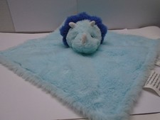 Parents Choice Blue Dinosaur Baby 12" x 12" Soft Plush  Satin Security Blanket
