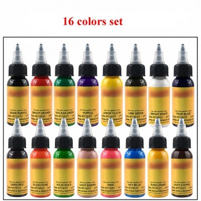 16 Colors Set 1oz 30ml Professional Ink Eternal Tattoo Permanent Set Authentic